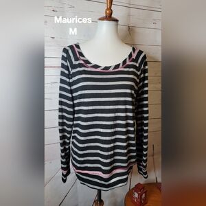 Maurices Black and Pink Striped Women's Top